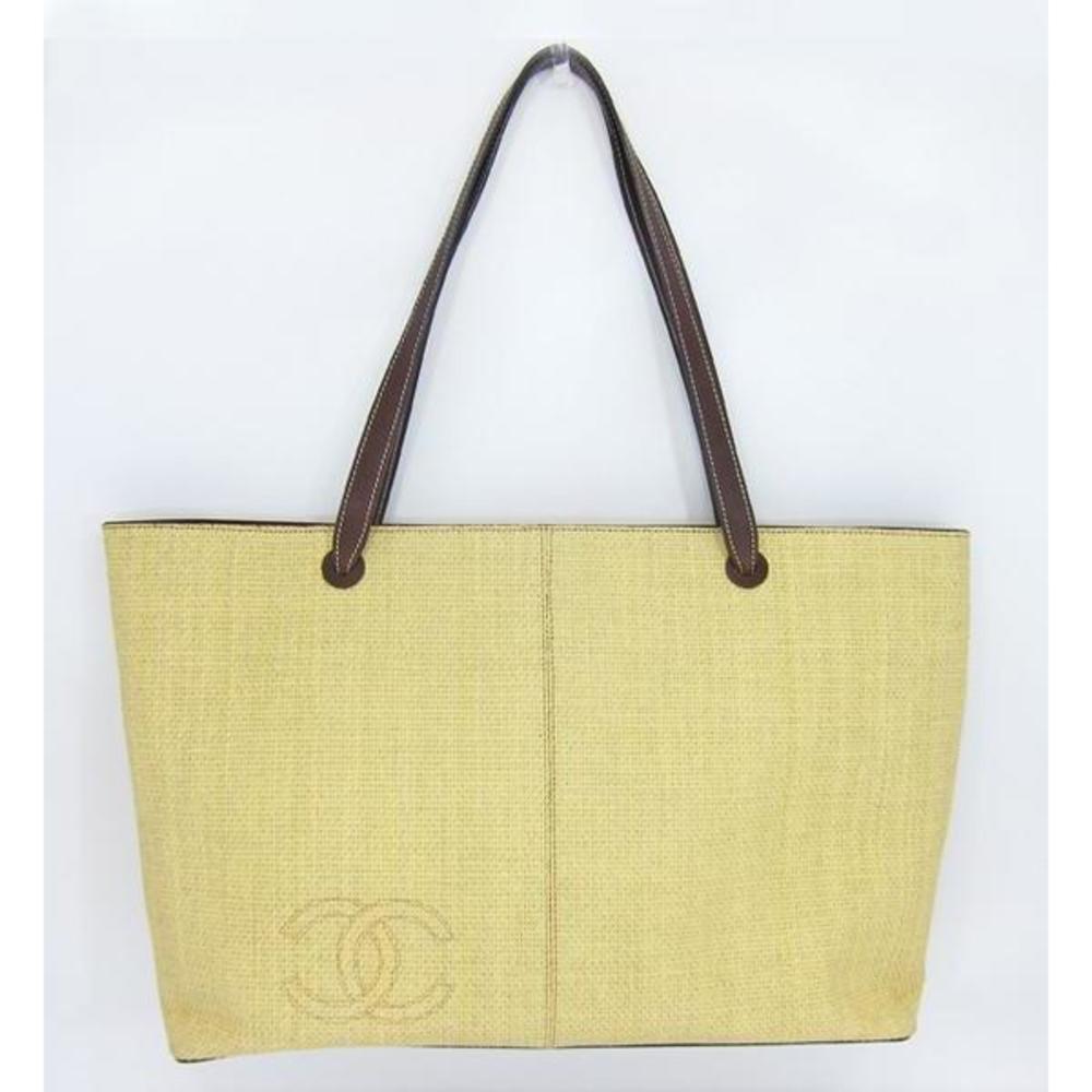CHANEL straw leather tote bag